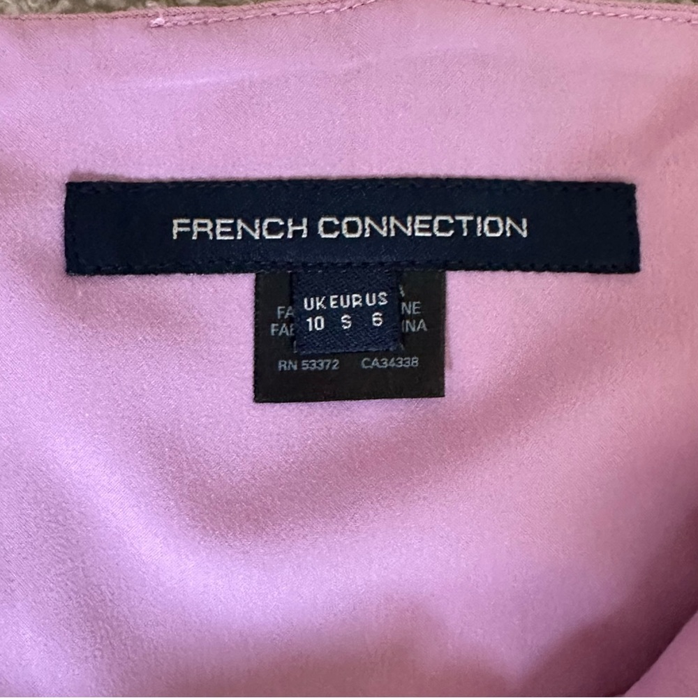French Connection Colorblock Pink + Fushia High Neck Fitted Mini Dress, Size 6 - Picture 6 of 10